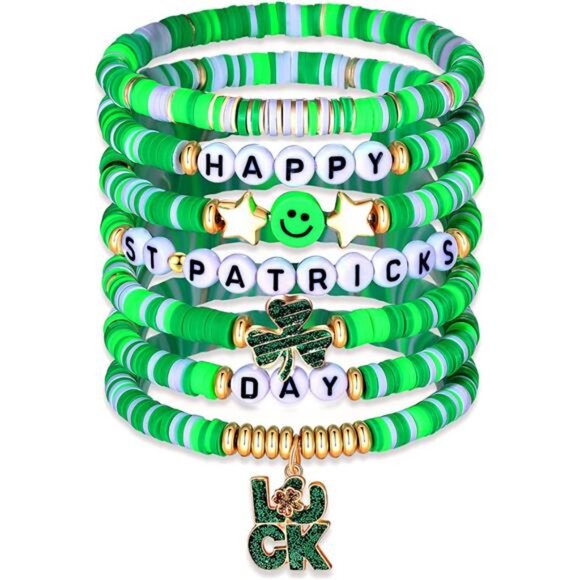 Colorful Surfer Heishi Bracelets for Women - Stackable Rainbow Vinyl Disc Beads - Picture 1 of 5